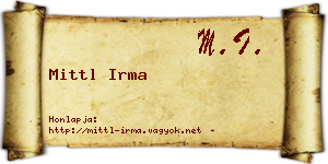 Mittl Irma névjegykártya